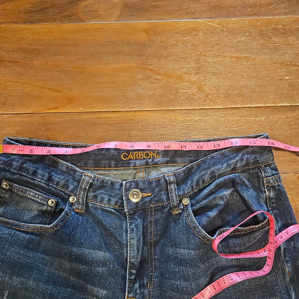 Men's Carbon Jeans Slim Straight Flex Blue Size 32/34, Light distressing - Picture 6 of 8